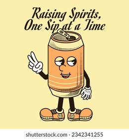 Beer Character Design With Slogan Raising Spirit, One Sip at a Time