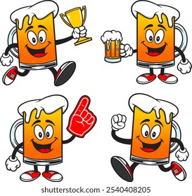 Conjunto De Caracteres De Cerveja 03, Ilustrações Vetoriais Desenhadas À Mão, Isoladas Em Plano De Fundo Transparente
