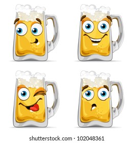 Beer Characters. Cute series of smiles beer