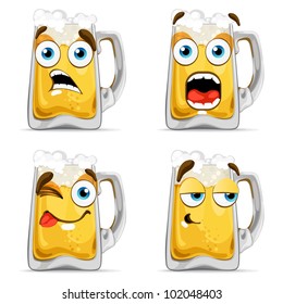 Beer Characters. cute series of smiles beer