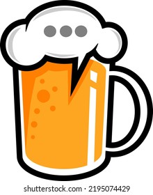 Beer Chat. Glass of beer with chat symbol isolated vector illustration, minimal design. Beer icon on a white background. have a beer with your friends for more fun chat