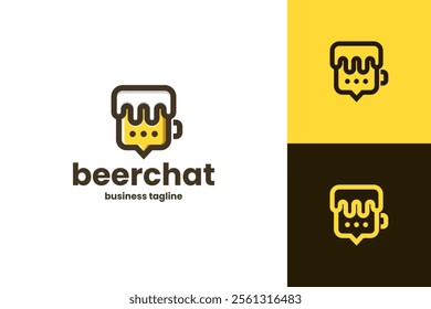 beer chat vector logo design