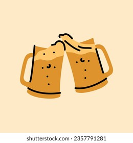 Beer cheers black line icon. Pictogram for web page, mobile app, promo.