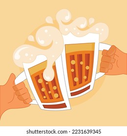 beer cheers flat vector illustration