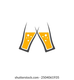 beer cheers glass celebration party logo vector icon design