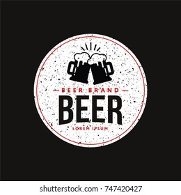Beer Cheers Glasses Logotype Vintage Style. Flat Isolated Vector Graphic 