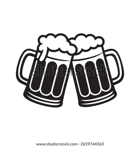 Beer Cheers Icon – Clinking Mugs Vector Illustration

