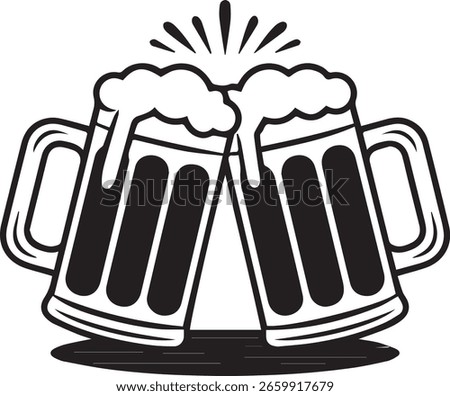 Beer Cheers Icon – Clinking Mugs Vector Illustration design

