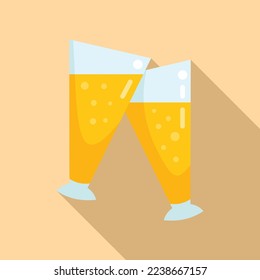 Beer cheers icon flat vector. Drink toast. Party toast