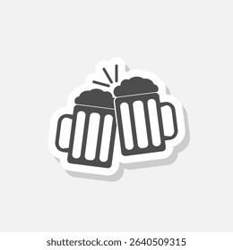Beer cheers icon sticker isolated on gray background