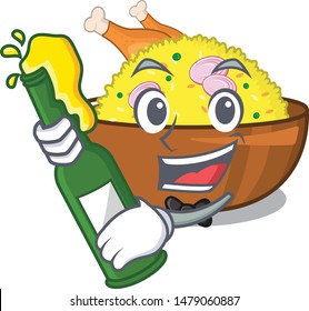 With beer chicken biryani with in cartoon shape