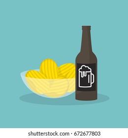 Beer and chips: after work combo / flat editable vector illustration, clip art