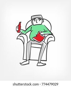 beer chips rest character vector illustration