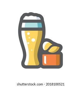 Beer and Chips Vector icon Cartoon illustration