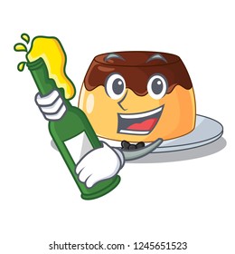 With beer chocolate coffee pudding isolated on mascot