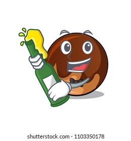 With beer chocolate donut mascot cartoon