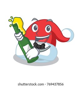 With beer Christmas hat character cartoon