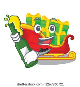 With beer christmas Santa sleigh isolated on mascot