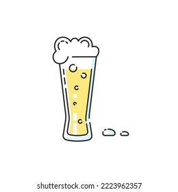 Beer cider icon. Vector modern beer pilsner glass with pale ale sign. 