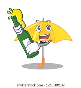 With beer classic yellow umbrella in shape cartoon