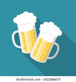 Beer clinking glasses flat design icon symbol Oktoberfest