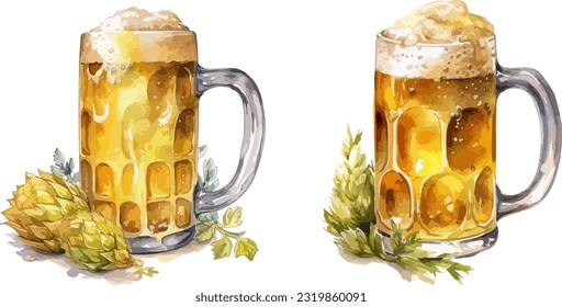 Beer clipart, isolated vector illustration.