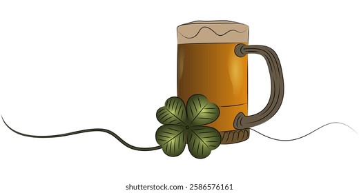 beer and clover leaf vector design for st patrick's day