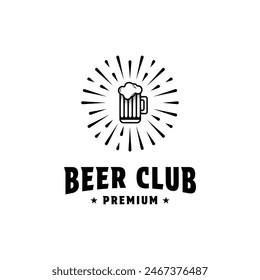 Beer club logo design vector vintage retro style