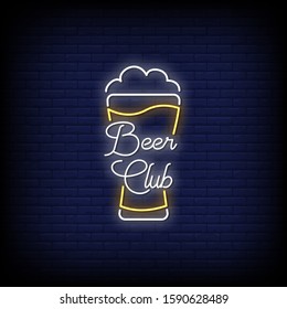 Beer Club Neon Signs Style Text Vector