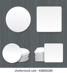 Beer coasters vector. Paper circle and squared. Vector illustration