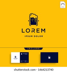 beer code logo design bar coding simple line vector