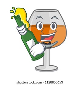 With beer cognac ballon glass mascot cartoon