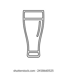 Beer or cola line icon, black outline on white. Drink in tall rounded glass like pint or weizen. Vector clipart sign or logo of minimal design, illustration of alcoholic and non-alcoholic beverage.