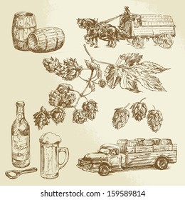 beer collection, hand drawn illustration