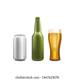 Beer collection set object on the white background. Vector illustration