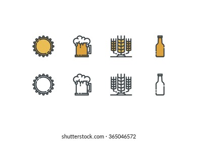 Beer Color Icons. Line Art. Stock Vector.