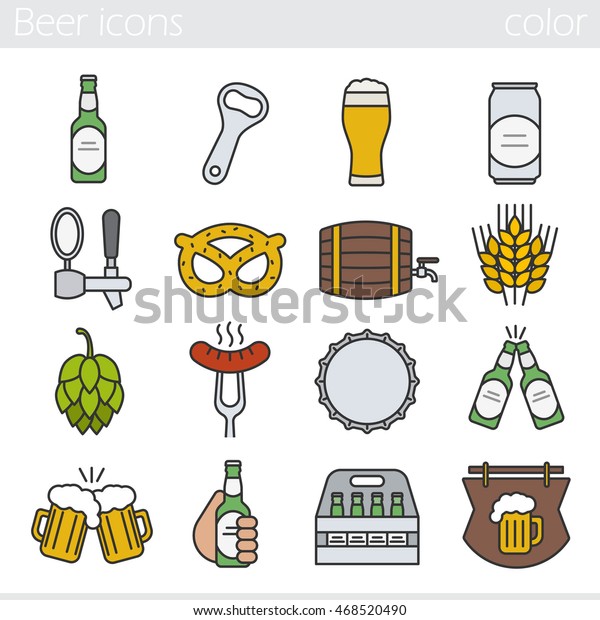 Bier Farbsymbole Gesetzt Bar Und Pub Einzelne Stock Vektorgrafik Lizenzfrei