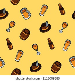 Beer color outline isometric pattern