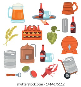 Beer color vector icons set. Flat design