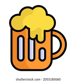 beer colored line icon, Merry Christmas and Happy New Year icons for web and mobile design