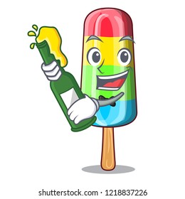 With beer colorful ice cream stick on mascot