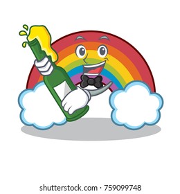 With beer colorful rainbow character cartoon