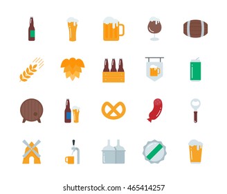 Beer colorful vector icons set flat style