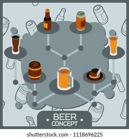 Beer concept isometric icons