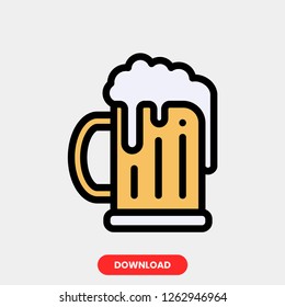 Beer concept line icon. Simple element illustration. Beer concept outline symbol design. Can be used for web and mobile UI/UX. Modern vector style. Modern vector style. 