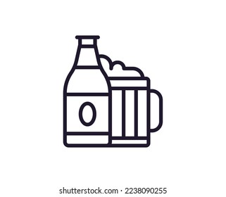 Beer concept. Modern outline high quality illustration for banners, flyers and web sites. Editable stroke in trendy flat style. Line icon of beer