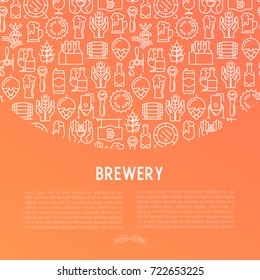 Beer concept with thin line icons related to brewery and Beer October Festival. Modern vector illustration for banner, web page, print media with place for text.