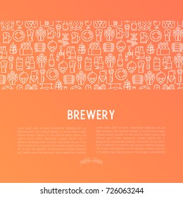 Beer concept with thin line icons related to brewery and Beer October Festival. Modern vector illustration for banner, web page, print media with place for text.