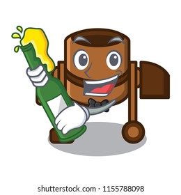 With beer concrete mixer mascot cartoon