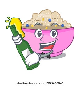 With beer cooked whole porridge oats in cartoon pan With beer cooked whole porridge oats in cartoon pan